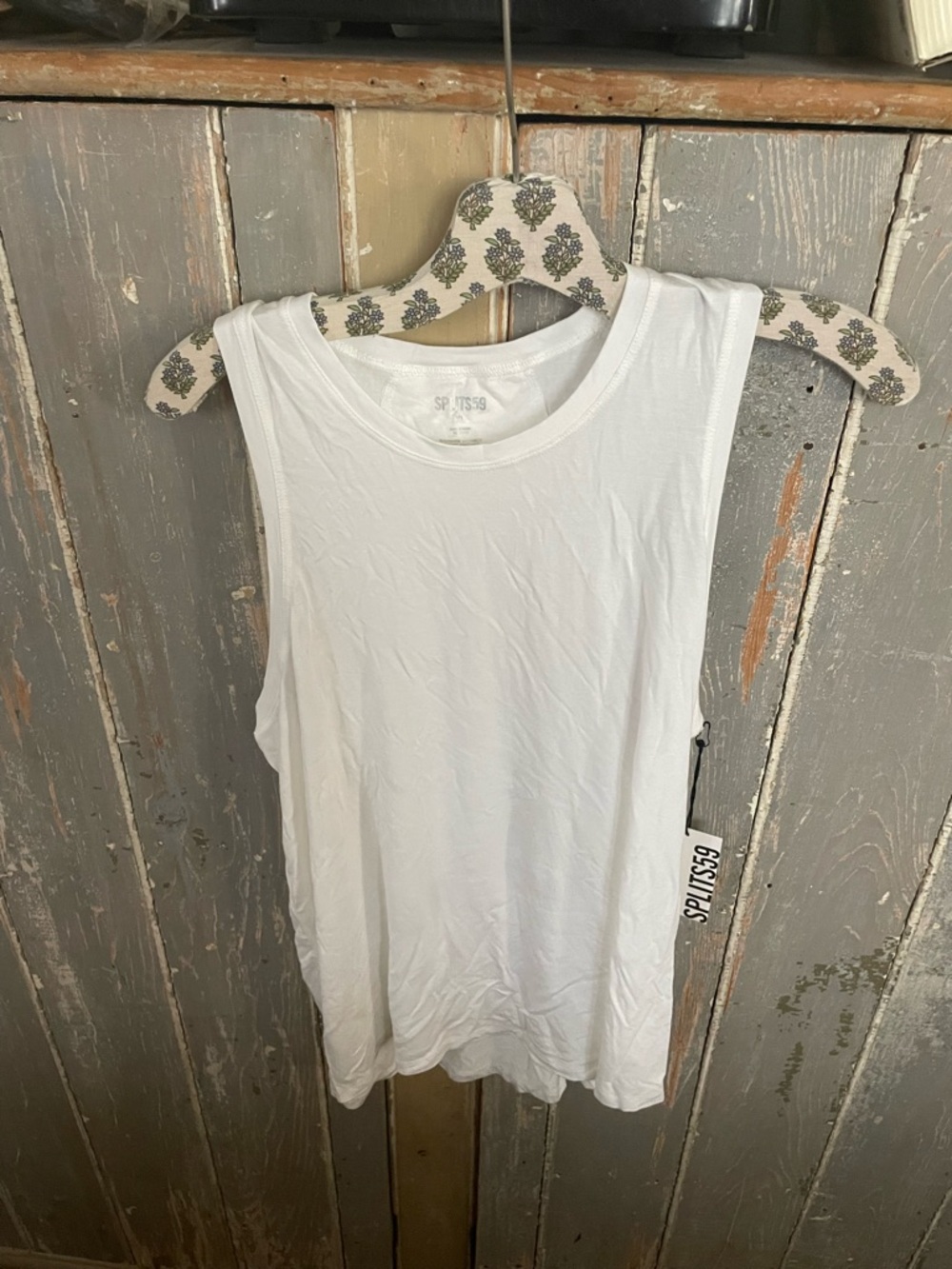 Splits59 White Women's Crewneck Sleeveless Tank Top